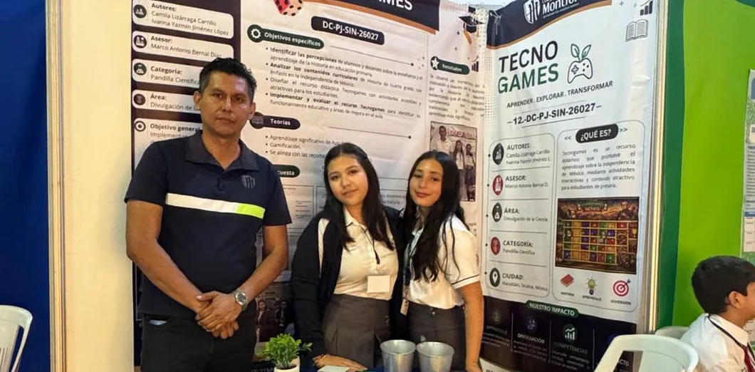 Alumnas presentando su proyecto Tecno Games en ExpoCiencias
